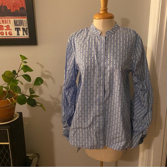 Ammara Maya long sleeve button down cotton structured blouse slouchy sleeves - Picture 4 of 16